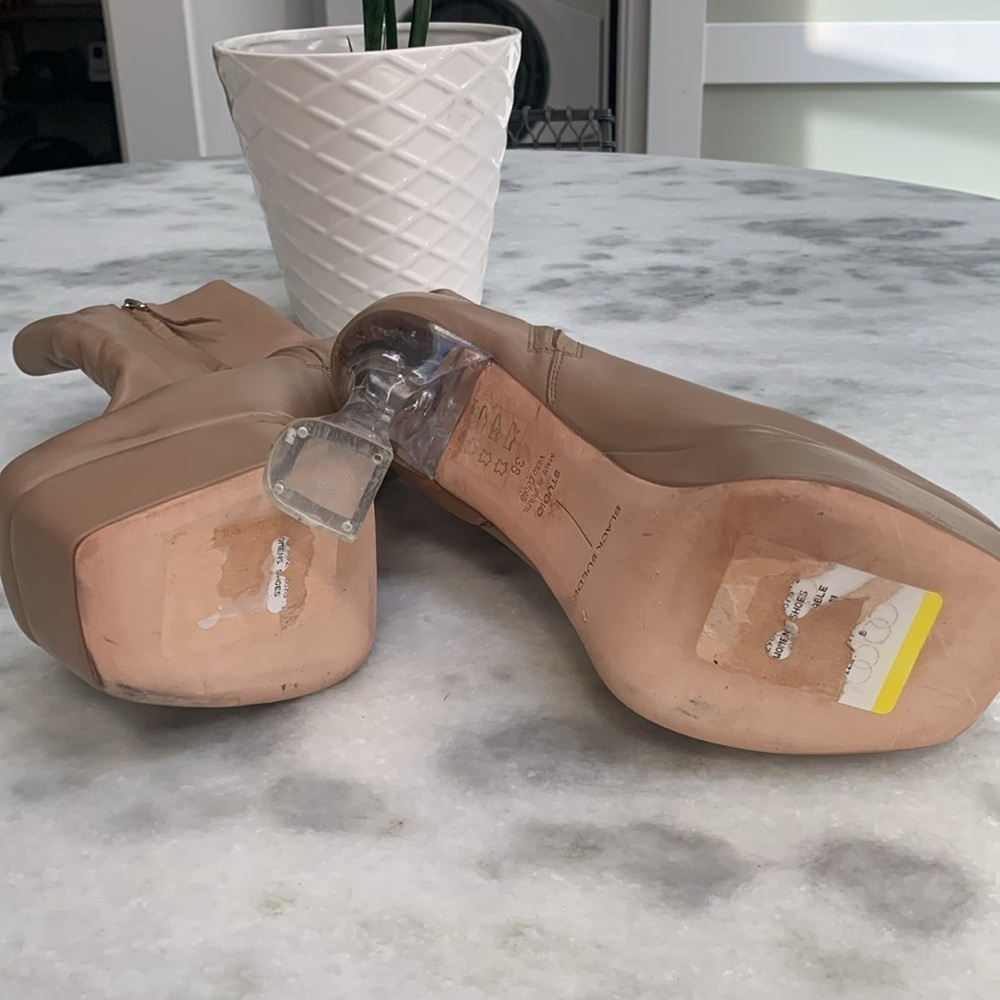 Black Suede Studio Ankle Boots Nude 5โ Heel Acrylic EU 38 / US 8 /1.5โ Platform - Picture 10 of 13